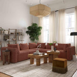 TOV Hangover Sedona Red Textured Fabric 5-Piece Modular L-Sectional