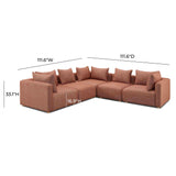 TOV Hangover Sedona Red Textured Fabric 5-Piece Modular L-Sectional