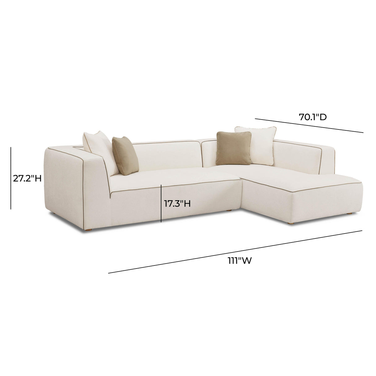 TOV Tristine Cream Linen RAF Sectional