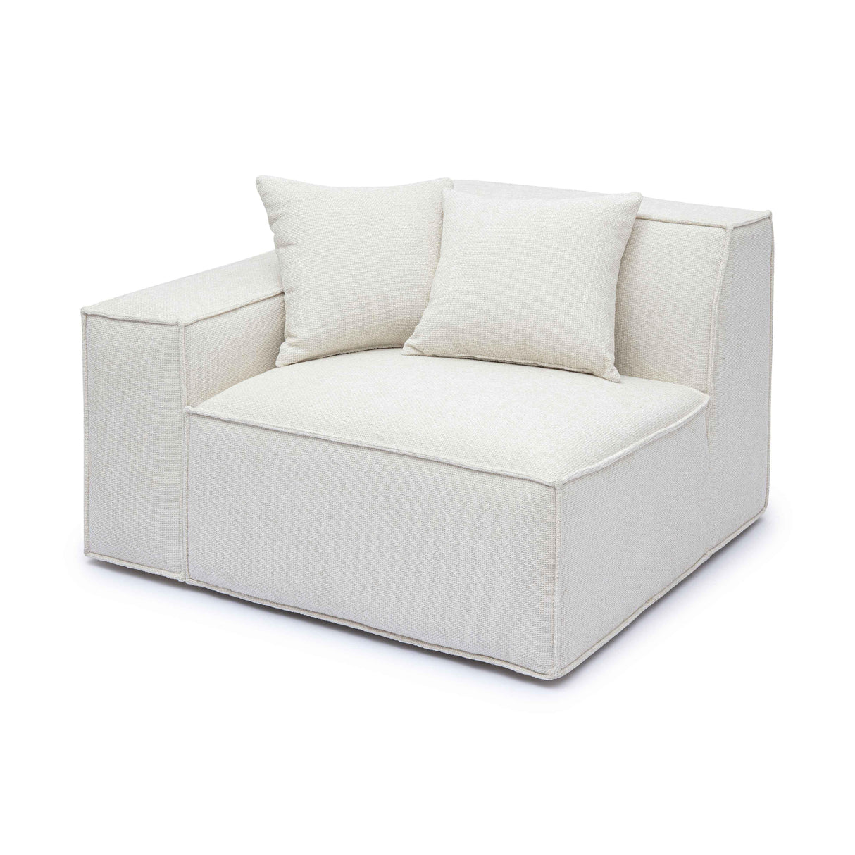 TOV Mindy Cream Chenille Basketweave LAF Corner Chair