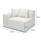 TOV Mindy Cream Chenille Basketweave LAF Corner Chair