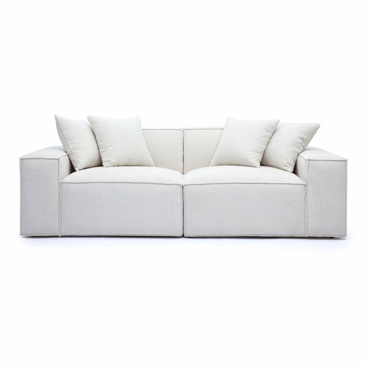 TOV Mindy Cream Chenille Basketweave Modular Loveseat
