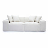 TOV Mindy Cream Chenille Basketweave Modular Loveseat