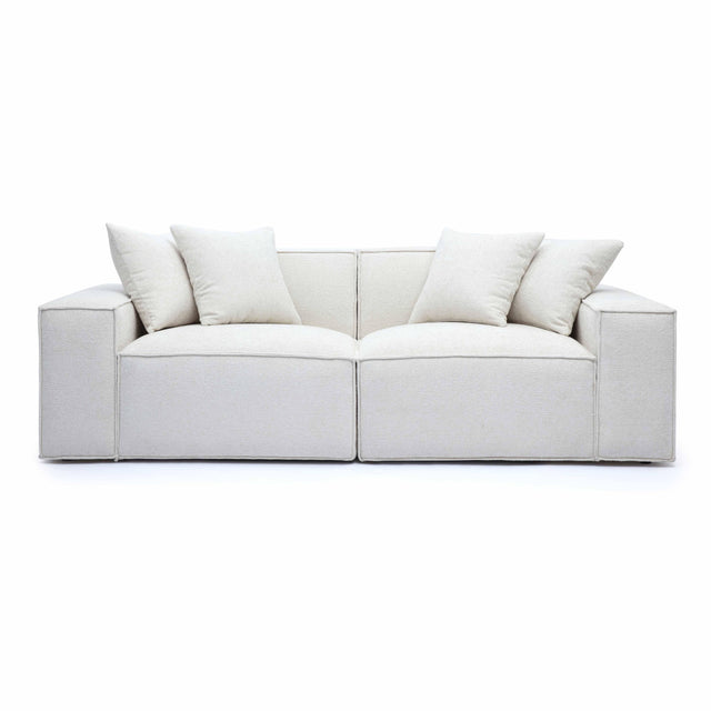 TOV Mindy Cream Chenille Basketweave Modular Loveseat
