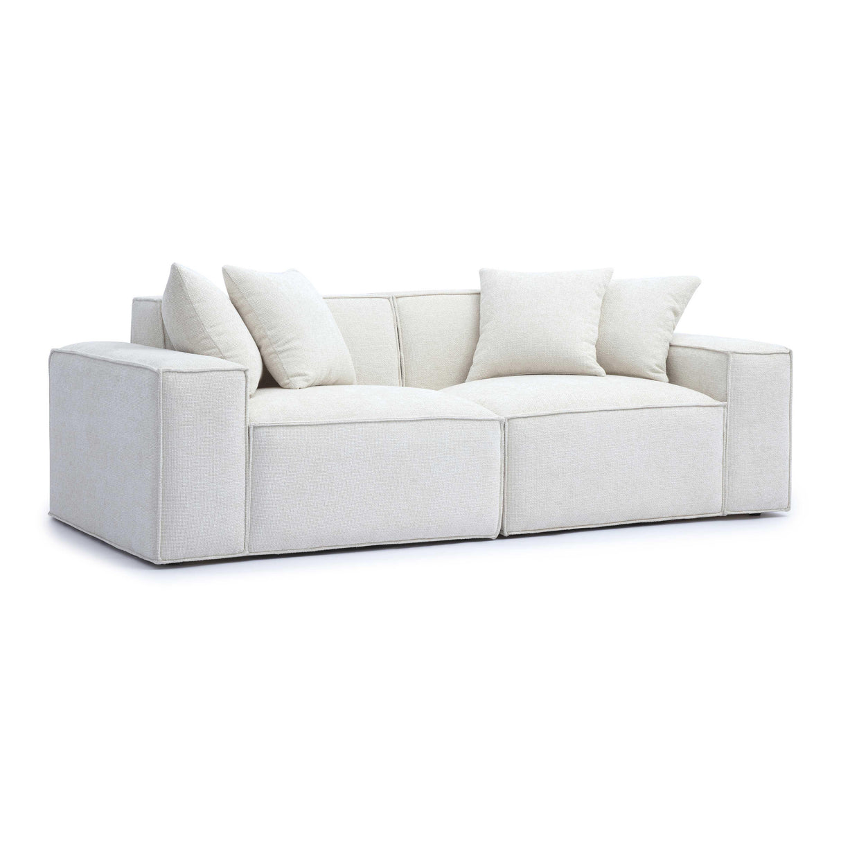 TOV Mindy Cream Chenille Basketweave Modular Loveseat