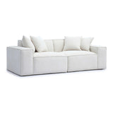 TOV Mindy Cream Chenille Basketweave Modular Loveseat