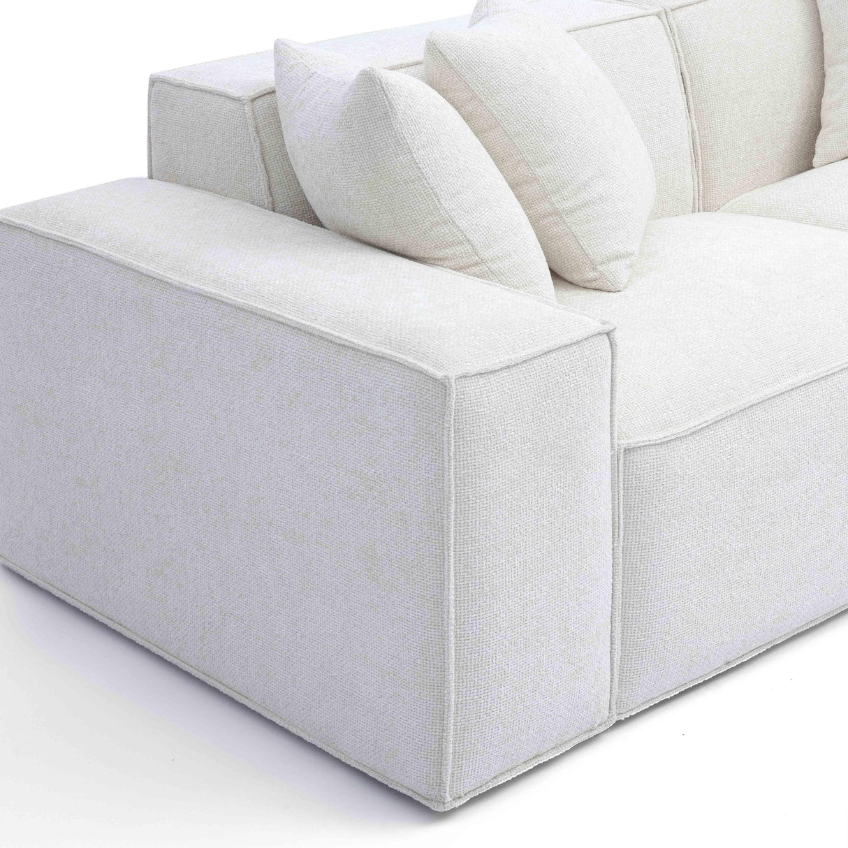 TOV Mindy Cream Chenille Basketweave Modular Loveseat