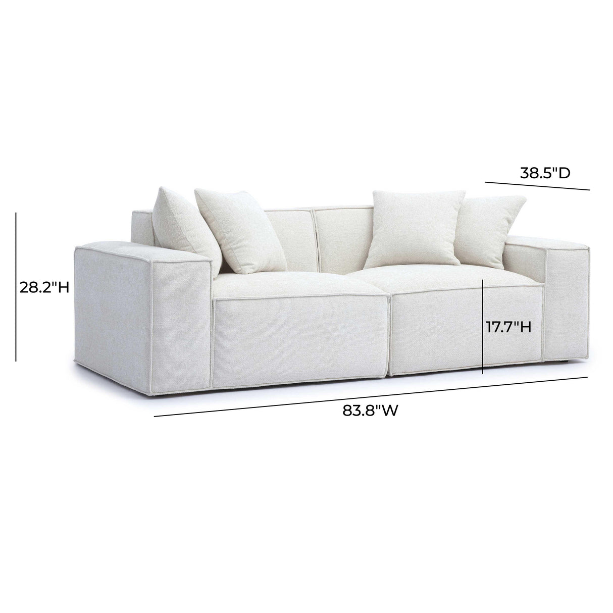 TOV Mindy Cream Chenille Basketweave Modular Loveseat