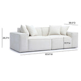 TOV Mindy Cream Chenille Basketweave Modular Loveseat