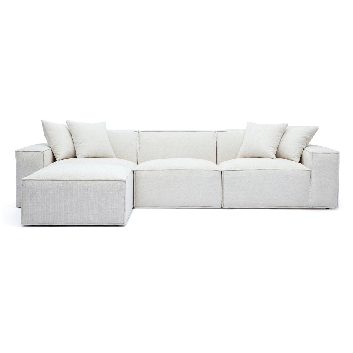 TOV Mindy Cream Chenille Basketweave Modular Sectional