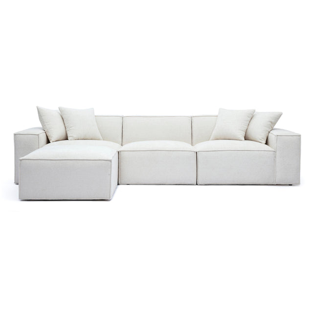 TOV Mindy Cream Chenille Basketweave Modular Sectional