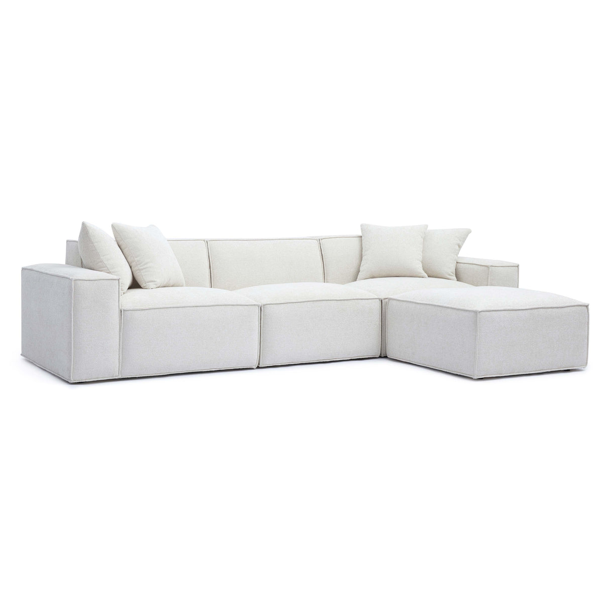 TOV Mindy Cream Chenille Basketweave Modular Sectional