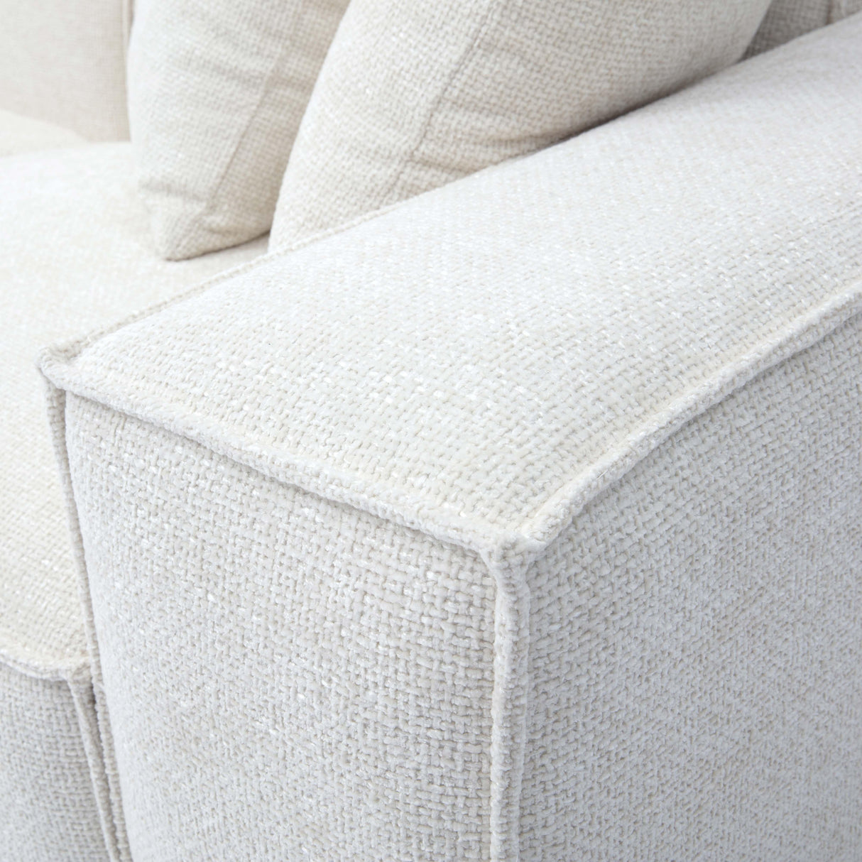 TOV Mindy Cream Chenille Basketweave Modular Sectional