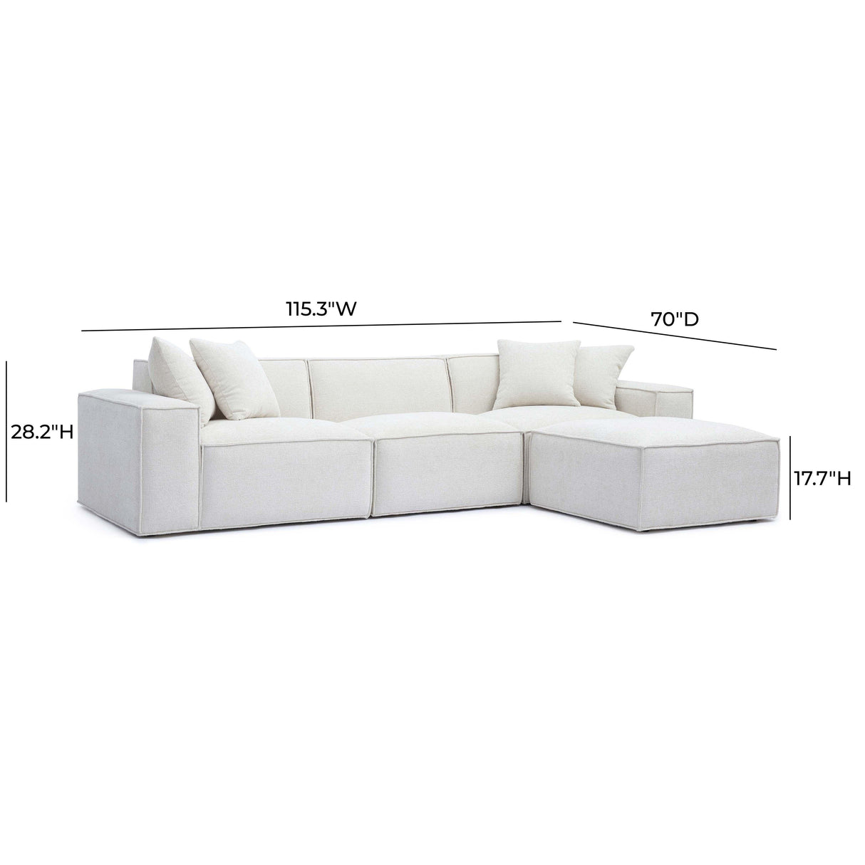 TOV Mindy Cream Chenille Basketweave Modular Sectional