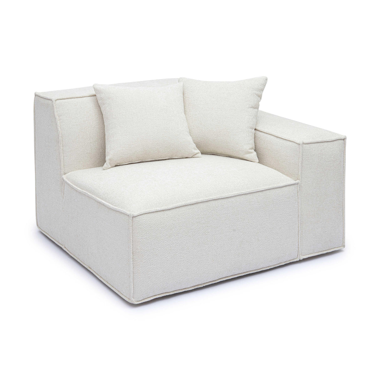 TOV Mindy Cream Chenille Basketweave RAF Corner Chair