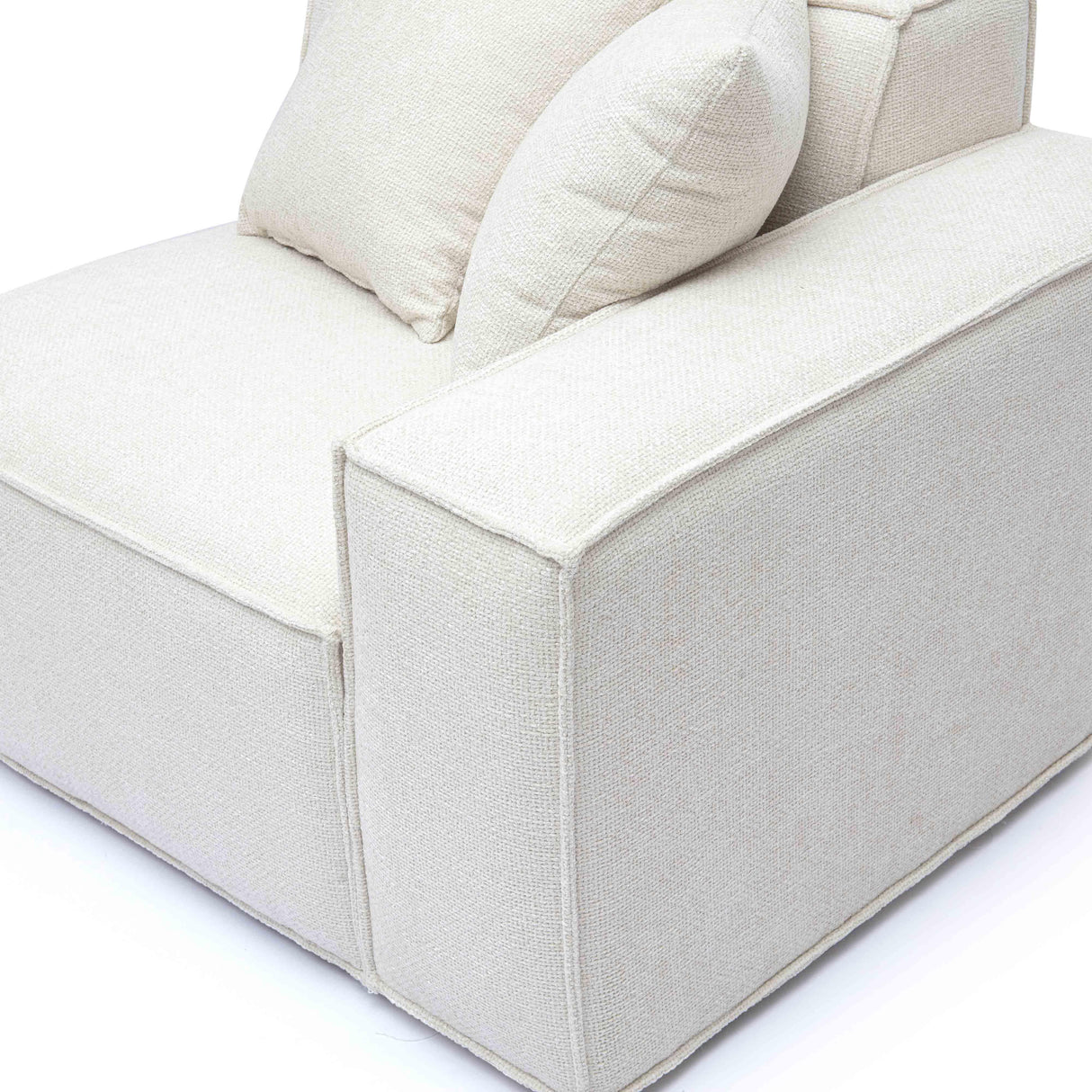 TOV Mindy Cream Chenille Basketweave RAF Corner Chair