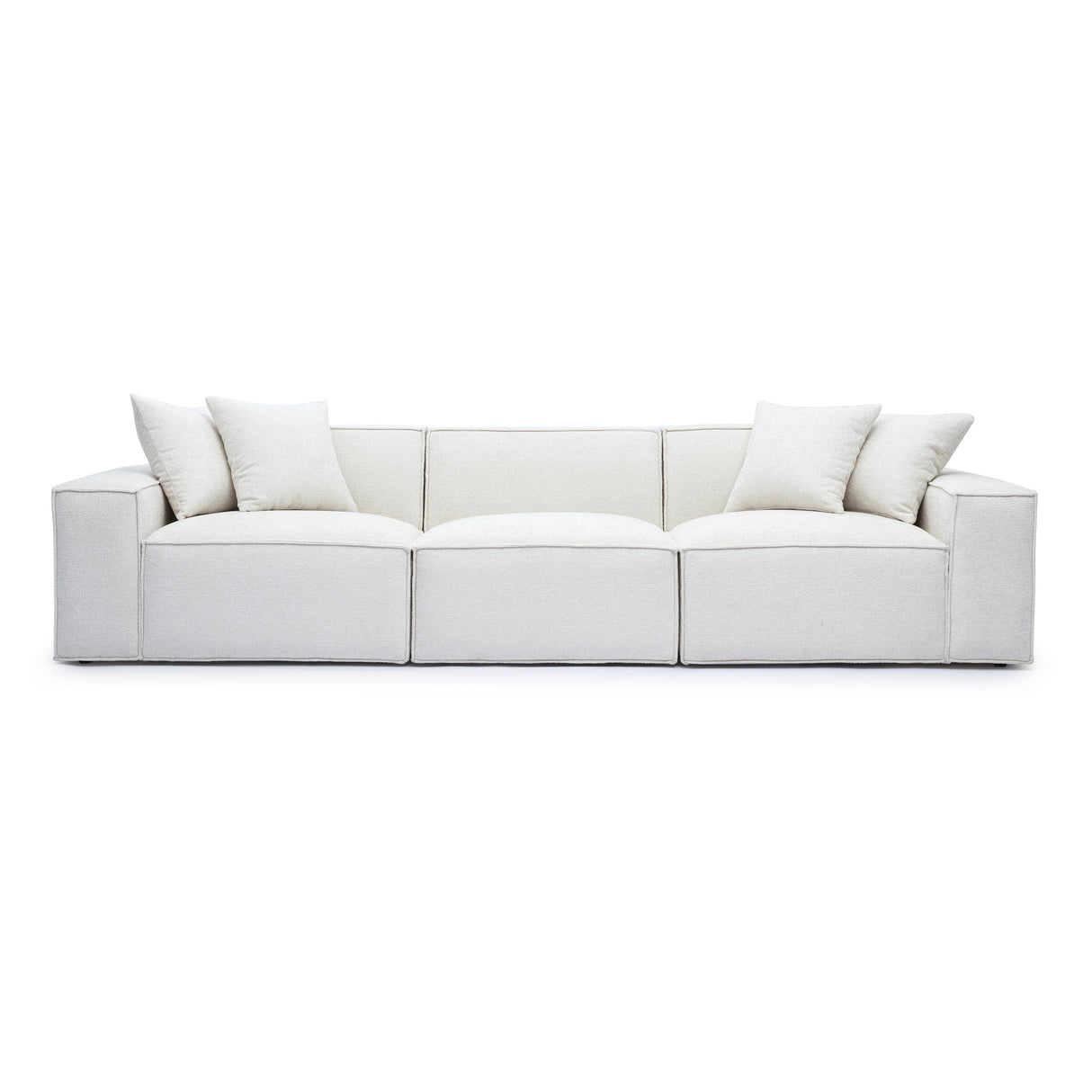 TOV Mindy Cream Chenille Basketweave Modular Sofa