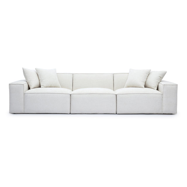 TOV Mindy Cream Chenille Basketweave Modular Sofa