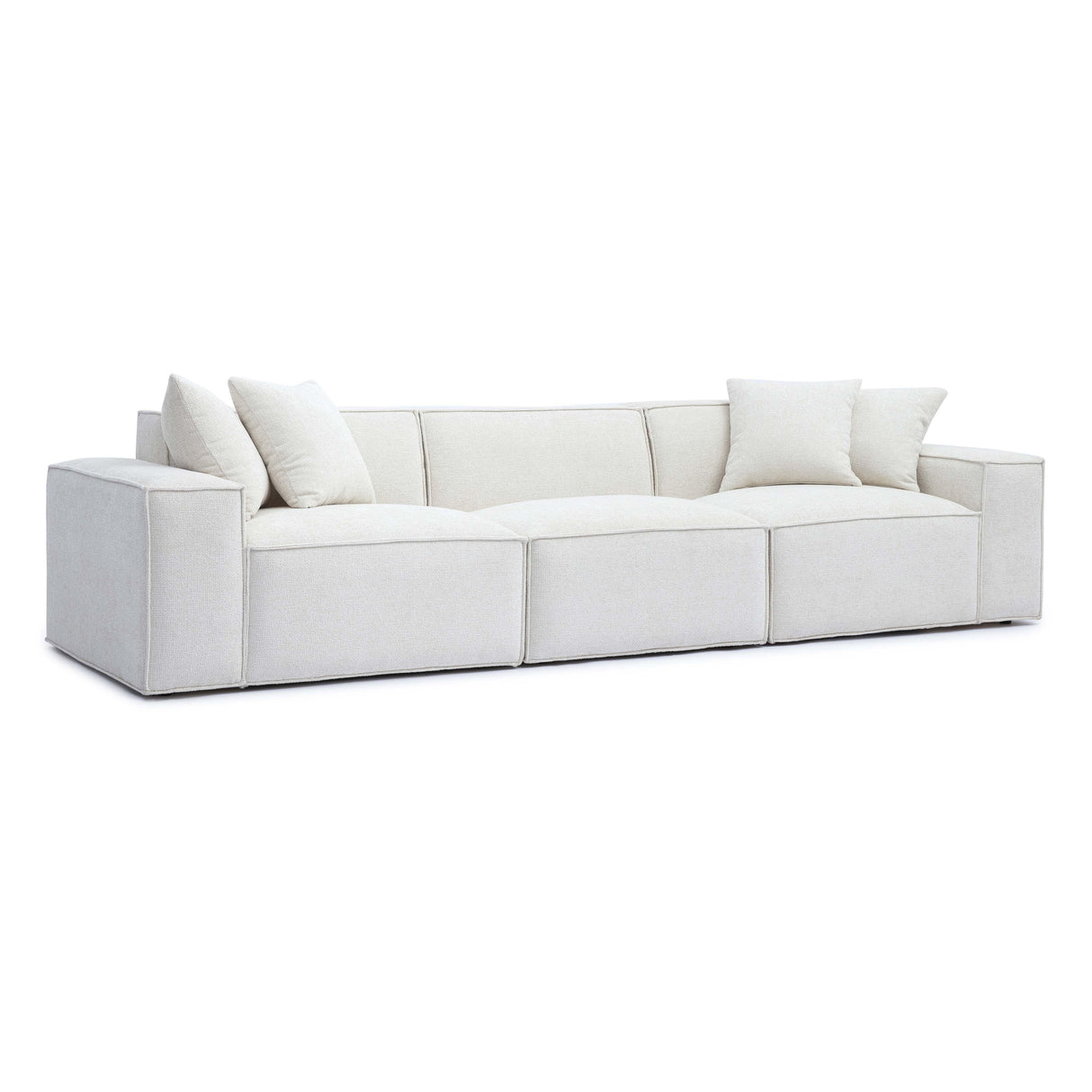 TOV Mindy Cream Chenille Basketweave Modular Sofa
