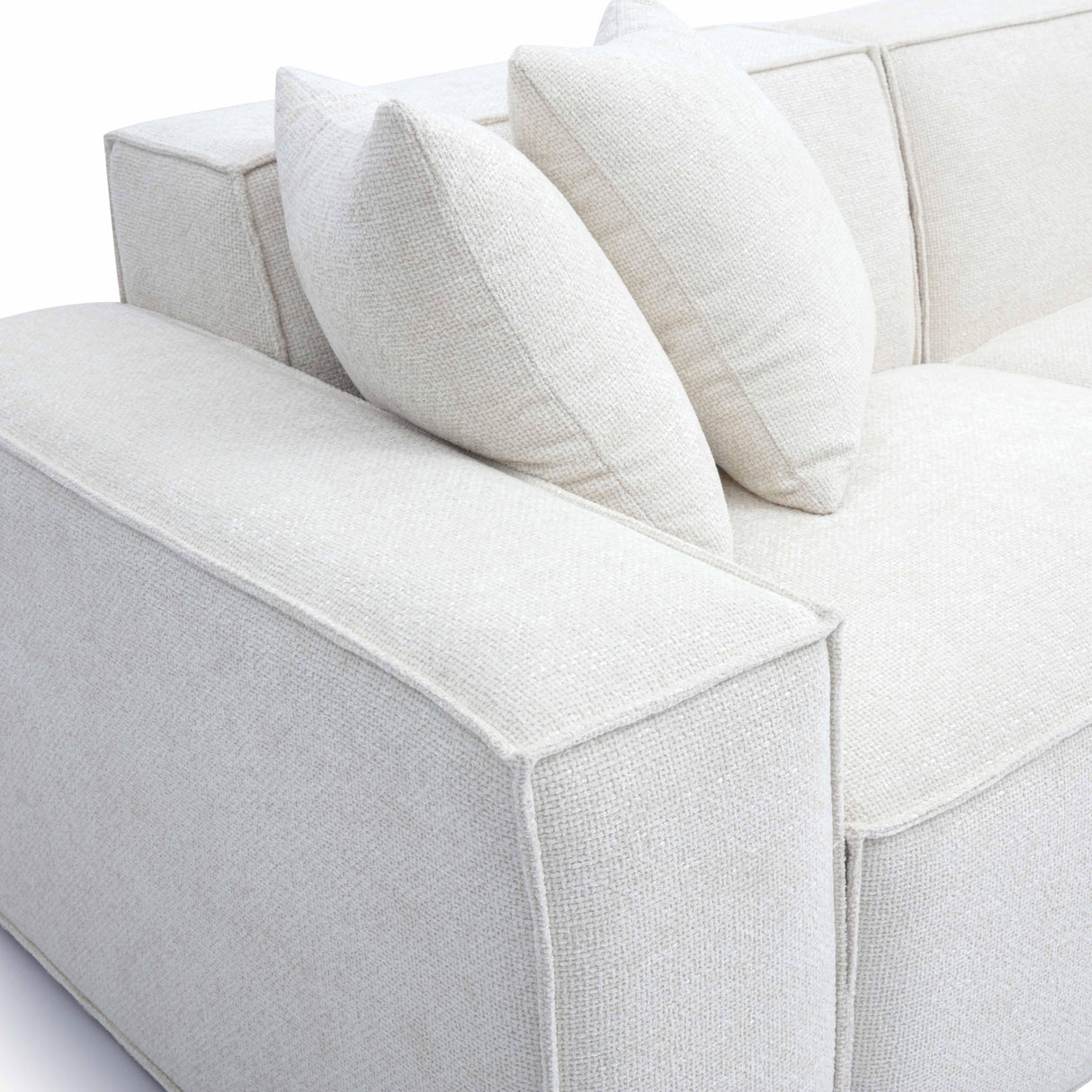 TOV Mindy Cream Chenille Basketweave Modular Sofa