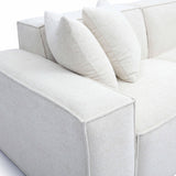 TOV Mindy Cream Chenille Basketweave Modular Sofa
