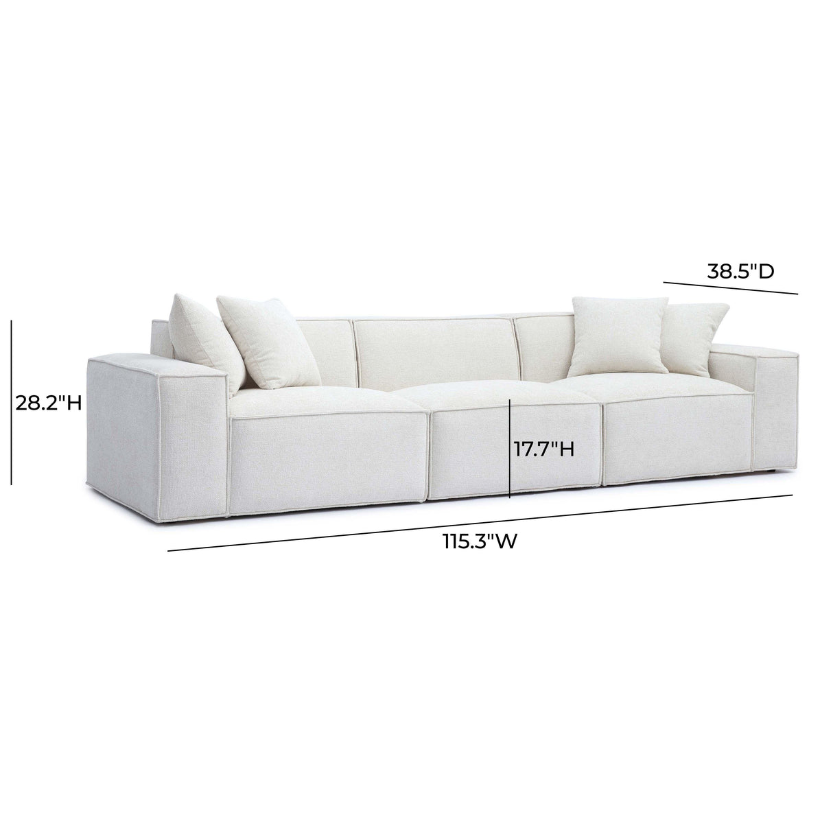 TOV Mindy Cream Chenille Basketweave Modular Sofa