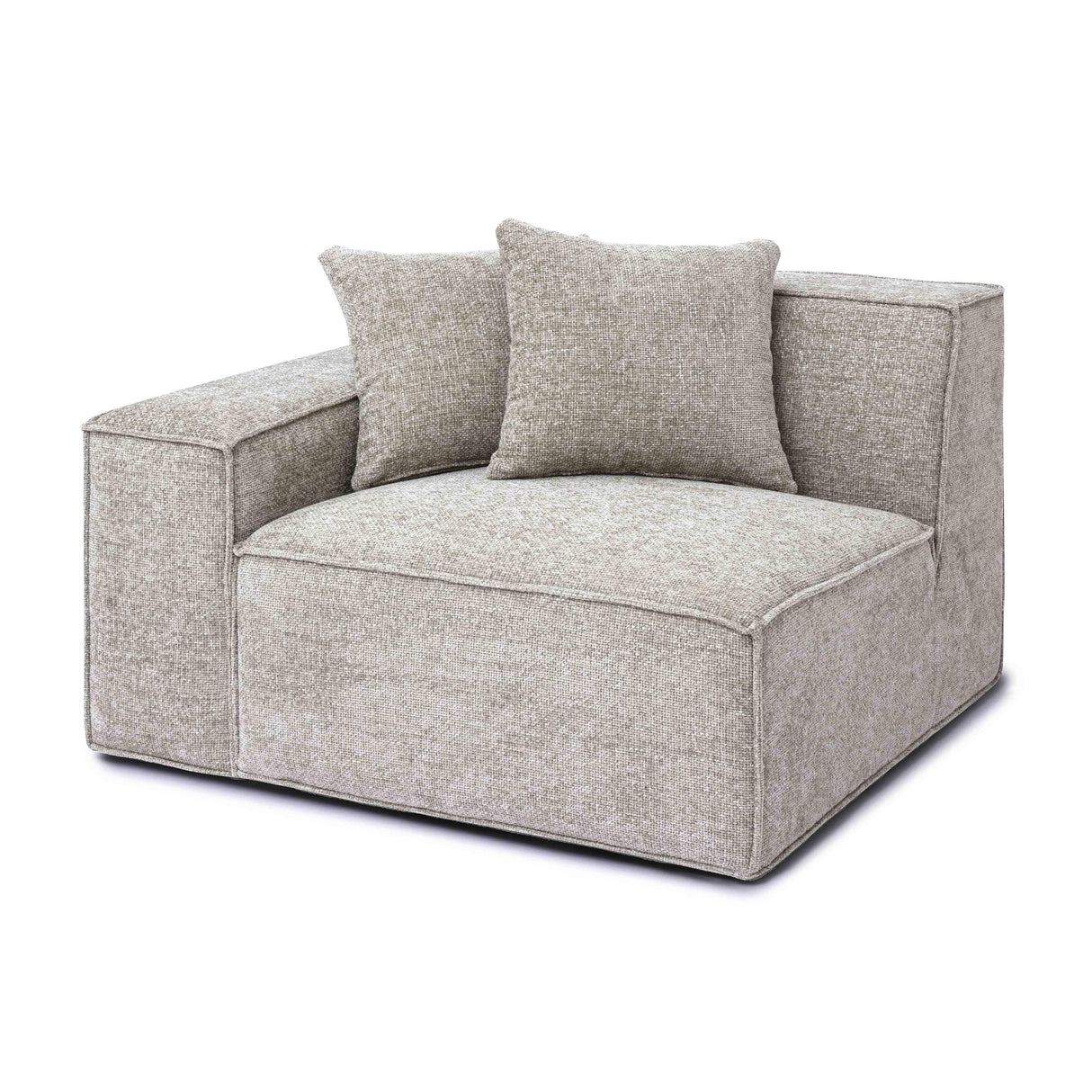 TOV Mindy Taupe Chenille Basketweave LAF Corner Chair