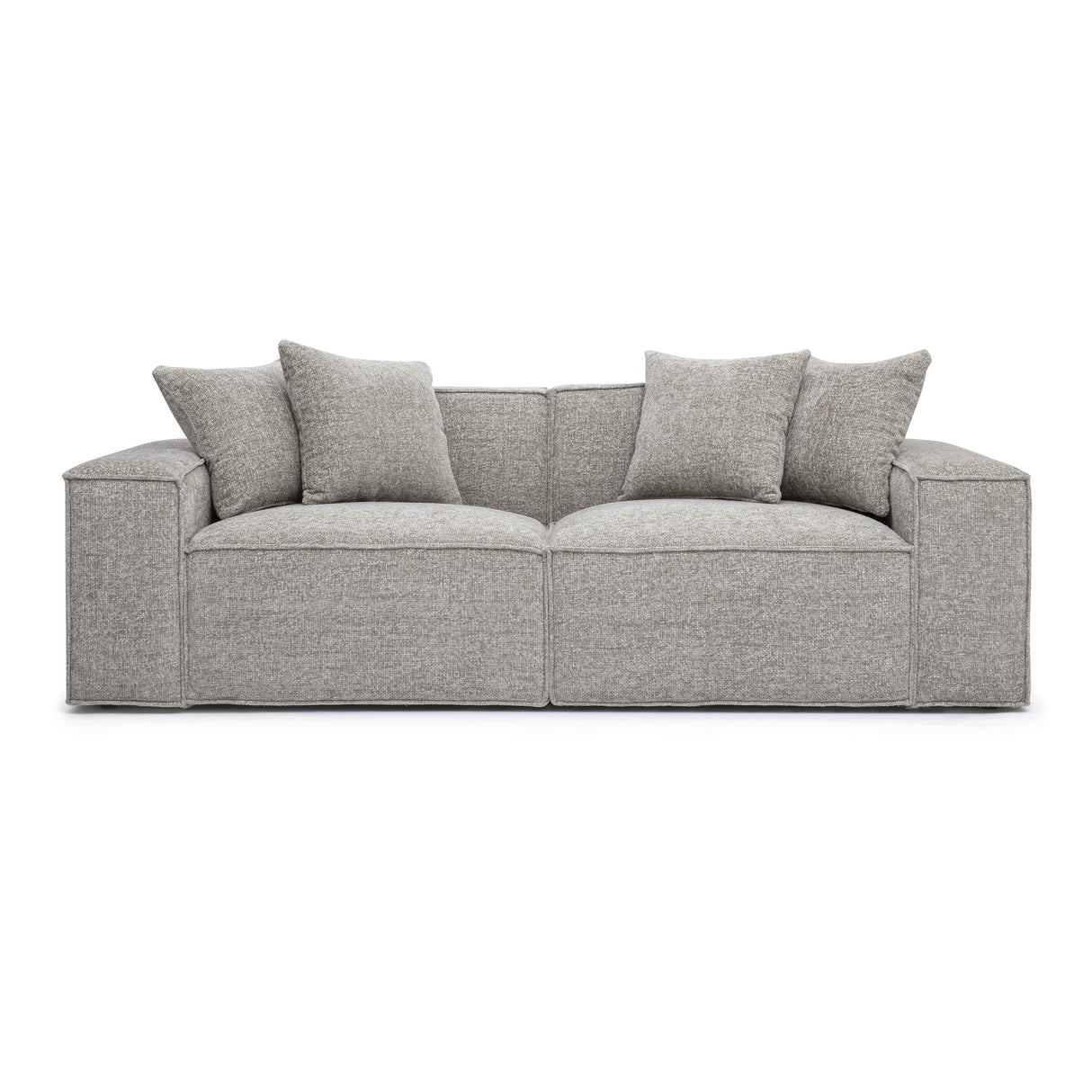TOV Mindy Taupe Chenille Basketweave Modular Loveseat