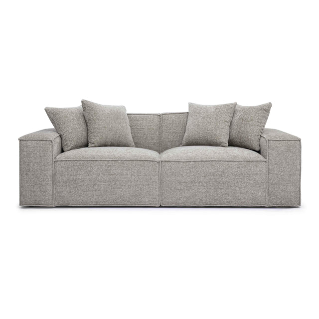 TOV Mindy Taupe Chenille Basketweave Modular Loveseat