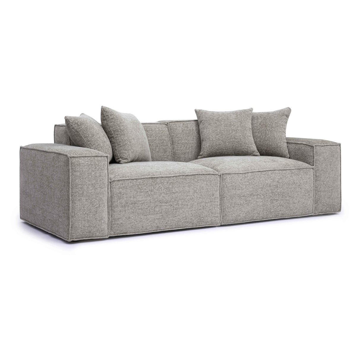 TOV Mindy Taupe Chenille Basketweave Modular Loveseat