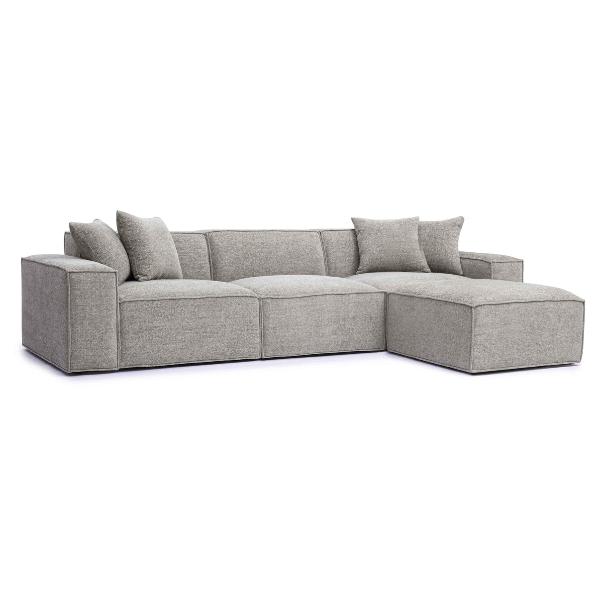 TOV Mindy Taupe Chenille Basketweave Modular Sectional
