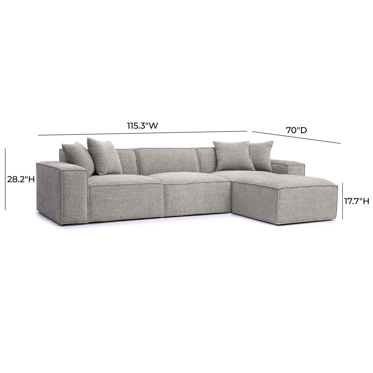 TOV Mindy Taupe Chenille Basketweave Modular Sectional