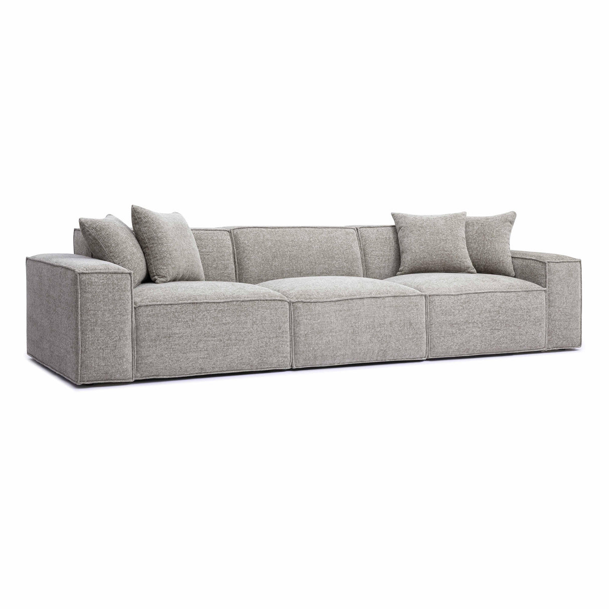 TOV Mindy Taupe Chenille Basketweave Modular Sofa