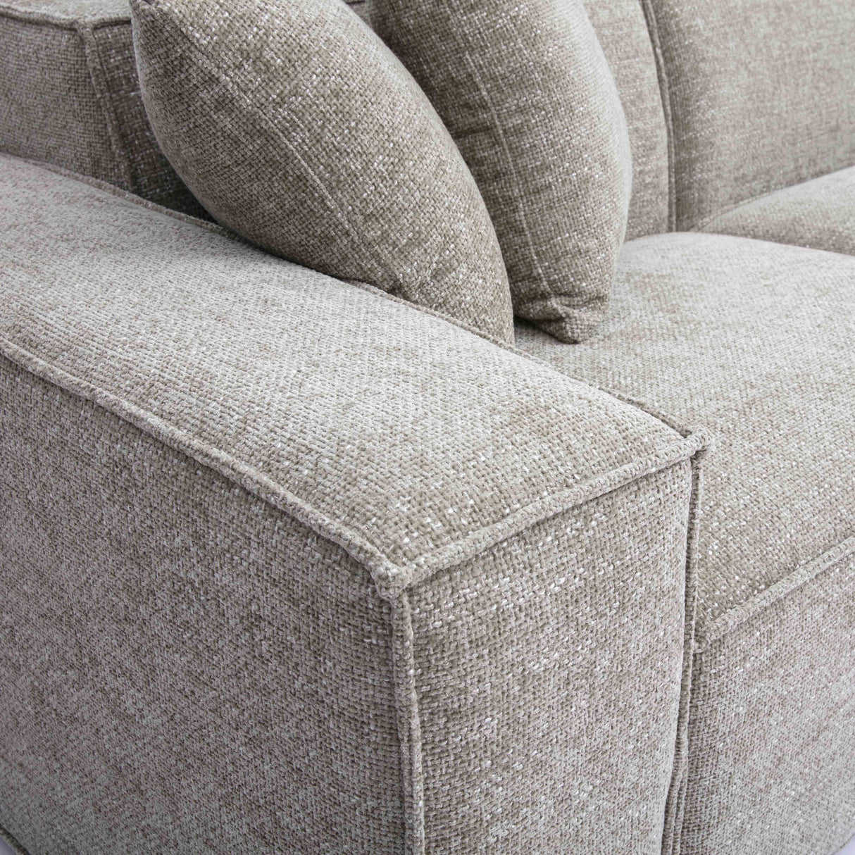 TOV Mindy Taupe Chenille Basketweave Modular Sofa