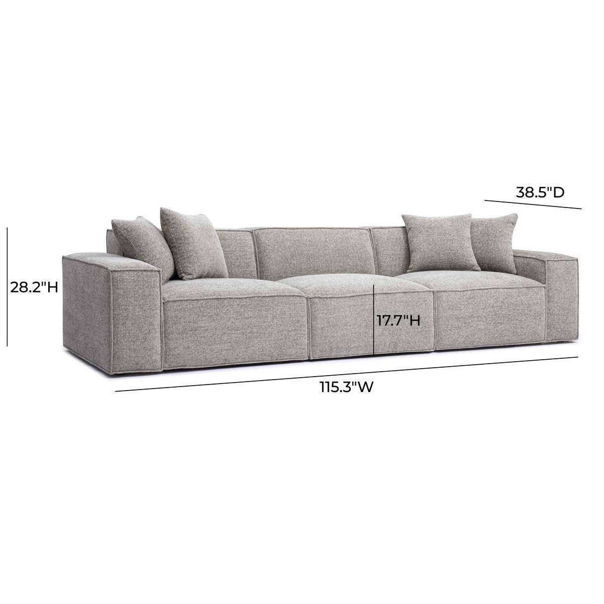 TOV Mindy Taupe Chenille Basketweave Modular Sofa