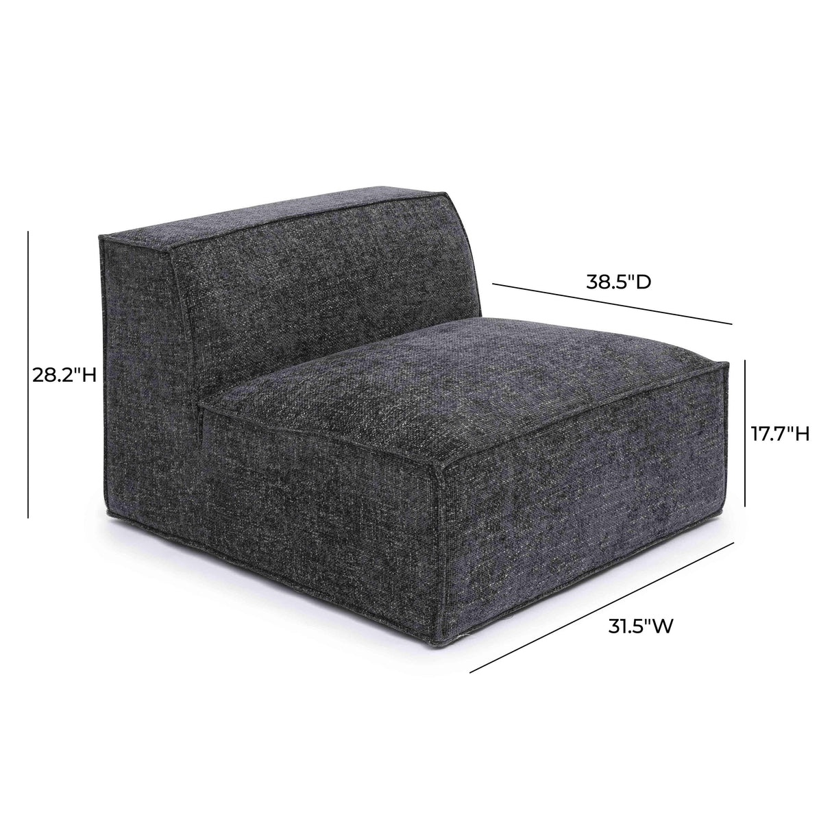 TOV Mindy Charcoal Chenille Basketweave Armless Chair