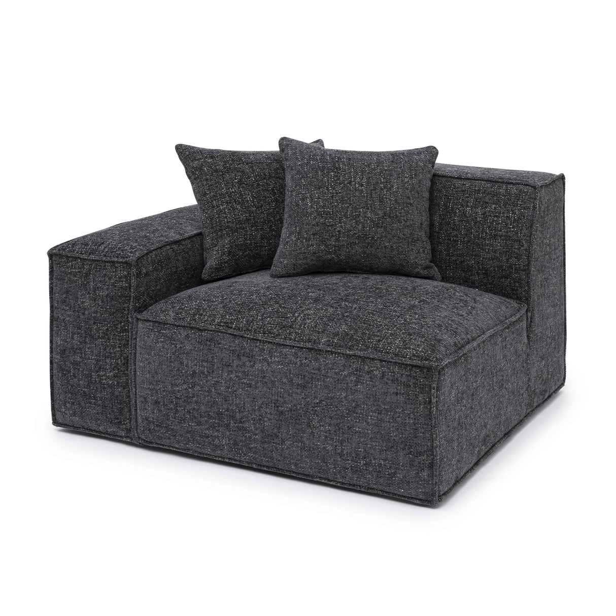 TOV Mindy Charcoal Chenille Basketweave LAF Corner Chair