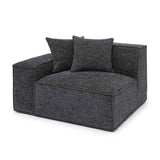 TOV Mindy Charcoal Chenille Basketweave LAF Corner Chair