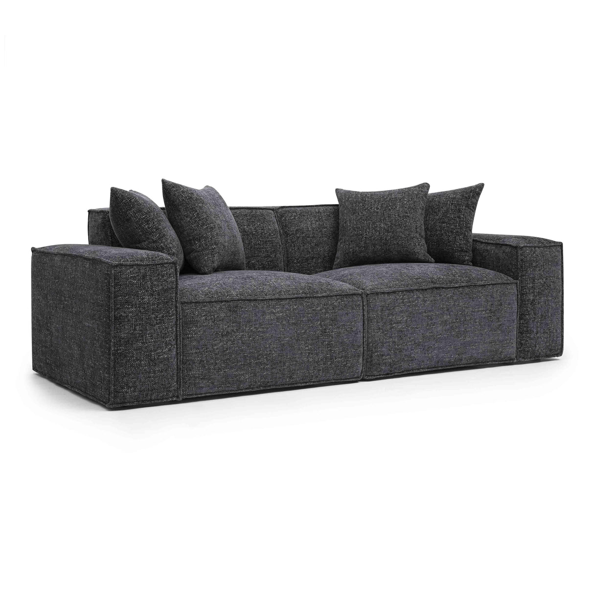 TOV Mindy Charcoal Chenille Basketweave Modular Loveseat