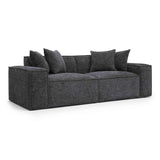 TOV Mindy Charcoal Chenille Basketweave Modular Loveseat