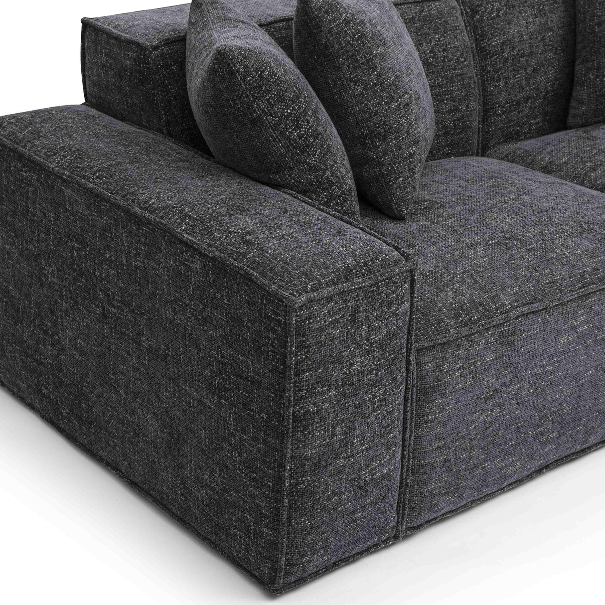 TOV Mindy Charcoal Chenille Basketweave Modular Loveseat