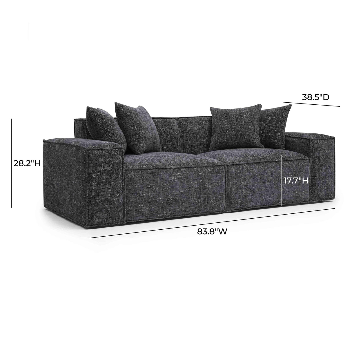 TOV Mindy Charcoal Chenille Basketweave Modular Loveseat