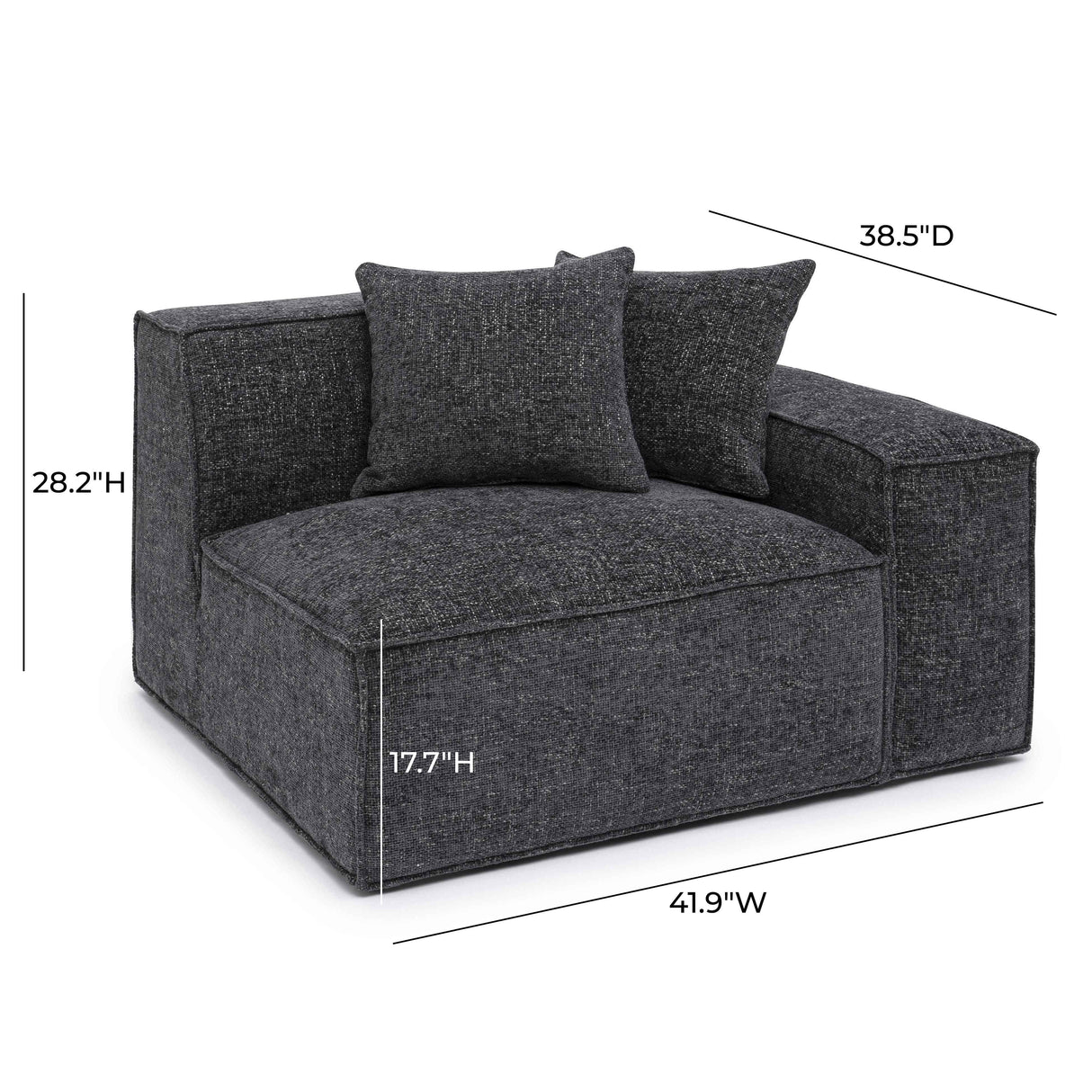 TOV Mindy Charcoal Chenille Basketweave RAF Corner Chair