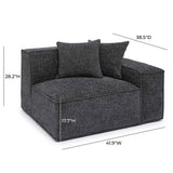 TOV Mindy Charcoal Chenille Basketweave RAF Corner Chair