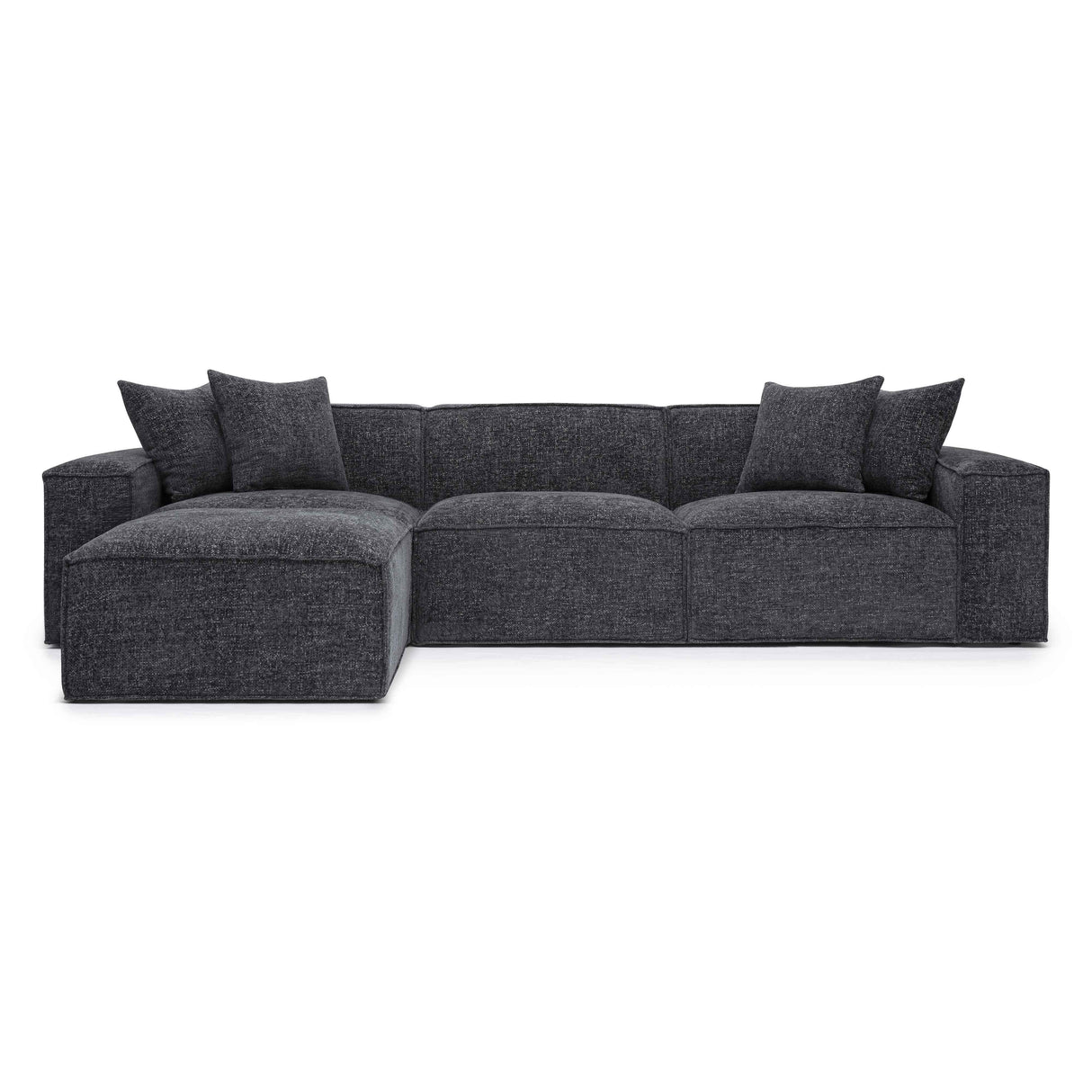 TOV Mindy Charcoal Chenille Basketweave Modular Sectional
