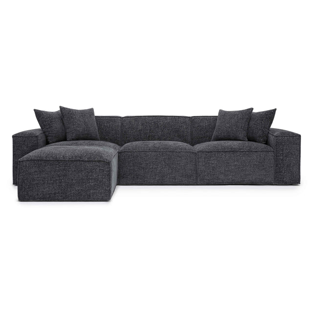 TOV Mindy Charcoal Chenille Basketweave Modular Sectional