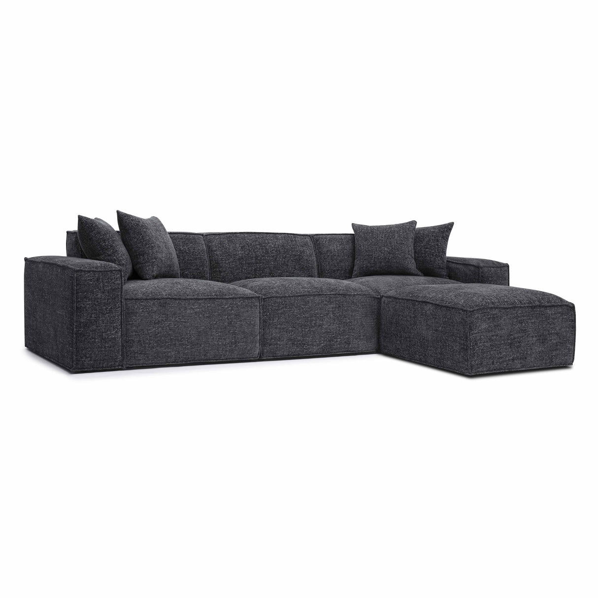 TOV Mindy Charcoal Chenille Basketweave Modular Sectional