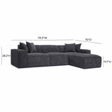 TOV Mindy Charcoal Chenille Basketweave Modular Sectional