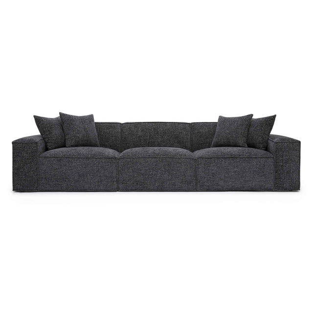 TOV Mindy Charcoal Chenille Basketweave Modular Sofa