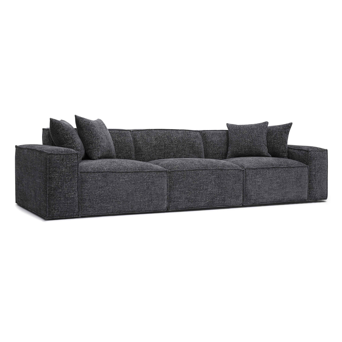 TOV Mindy Charcoal Chenille Basketweave Modular Sofa
